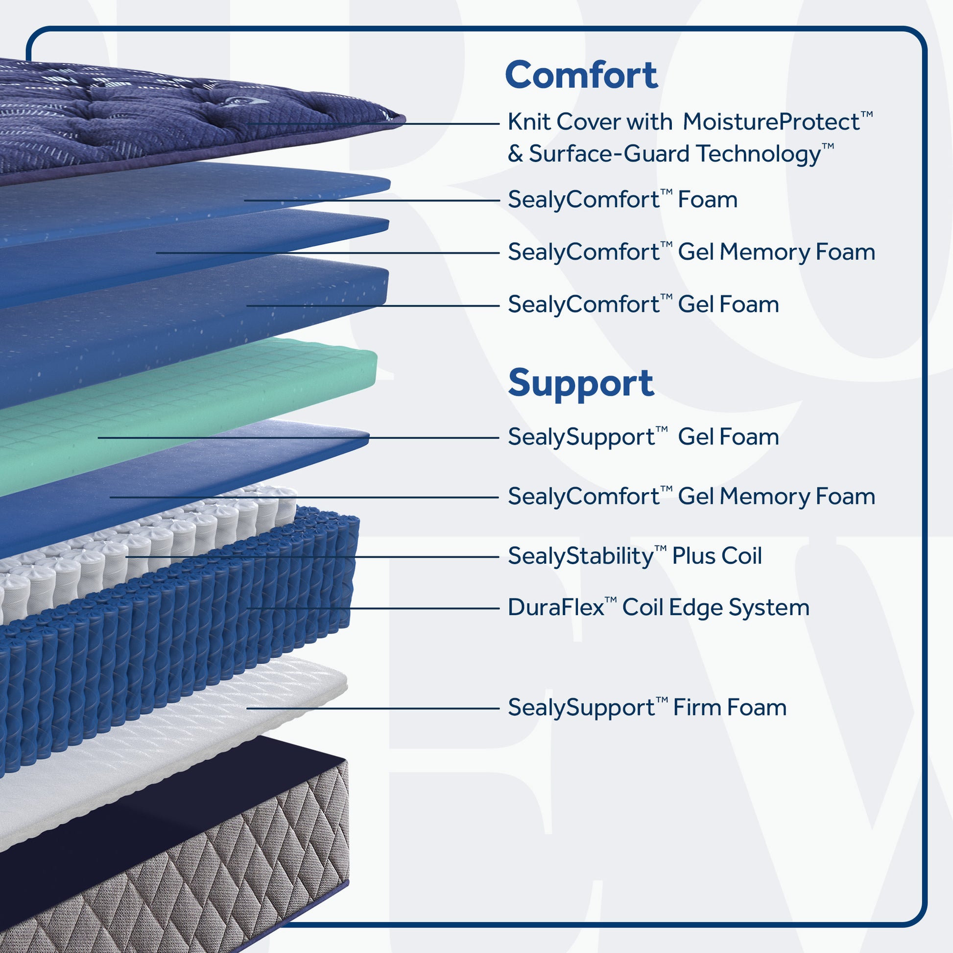 Crown Jewel by Sealy® Grand Jewel Ultra Firm Tight Top Spring 14.5" – Cutaway View