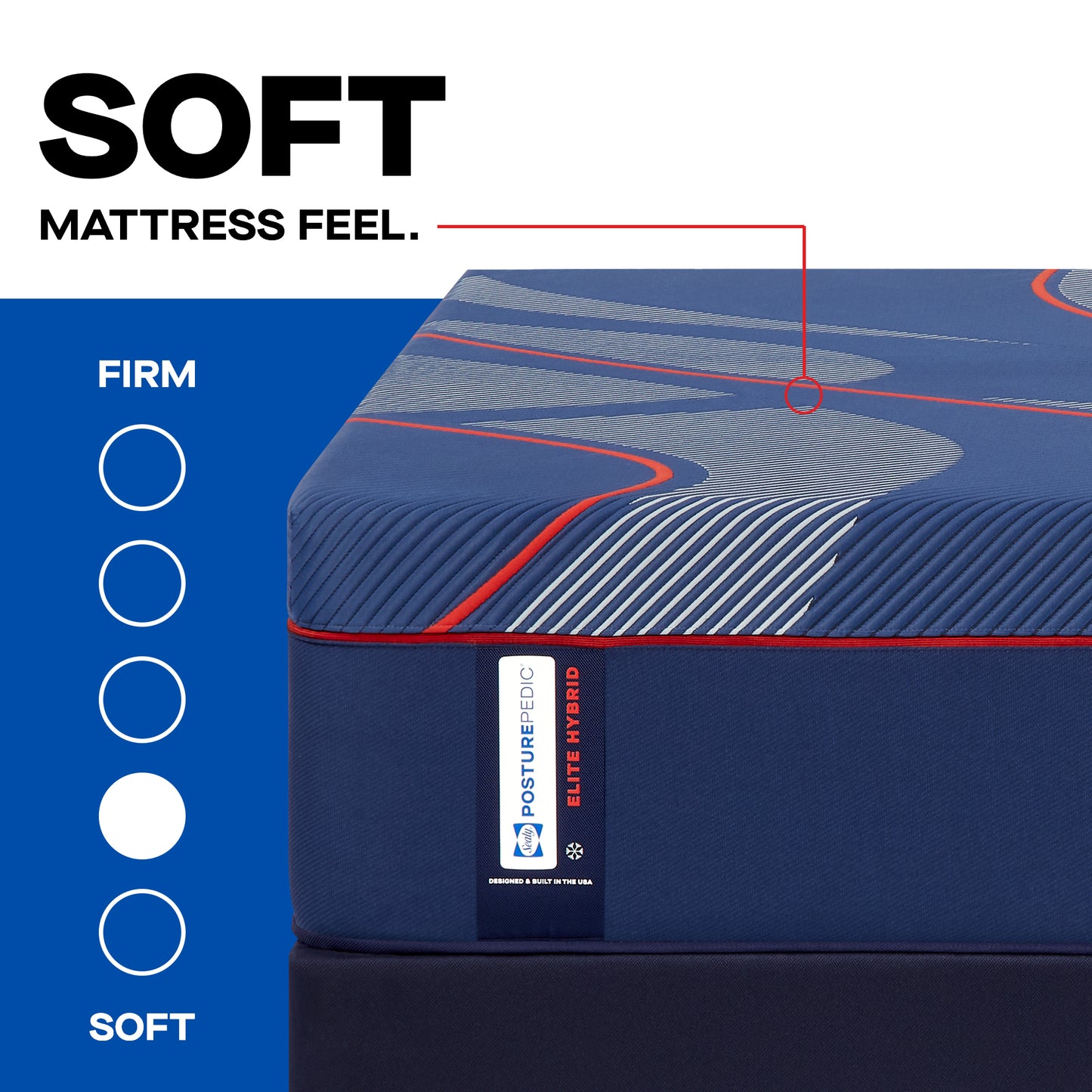 Sealy Posturepedic Elite Hybrid Brenham II Soft Mattress – Feel Scale