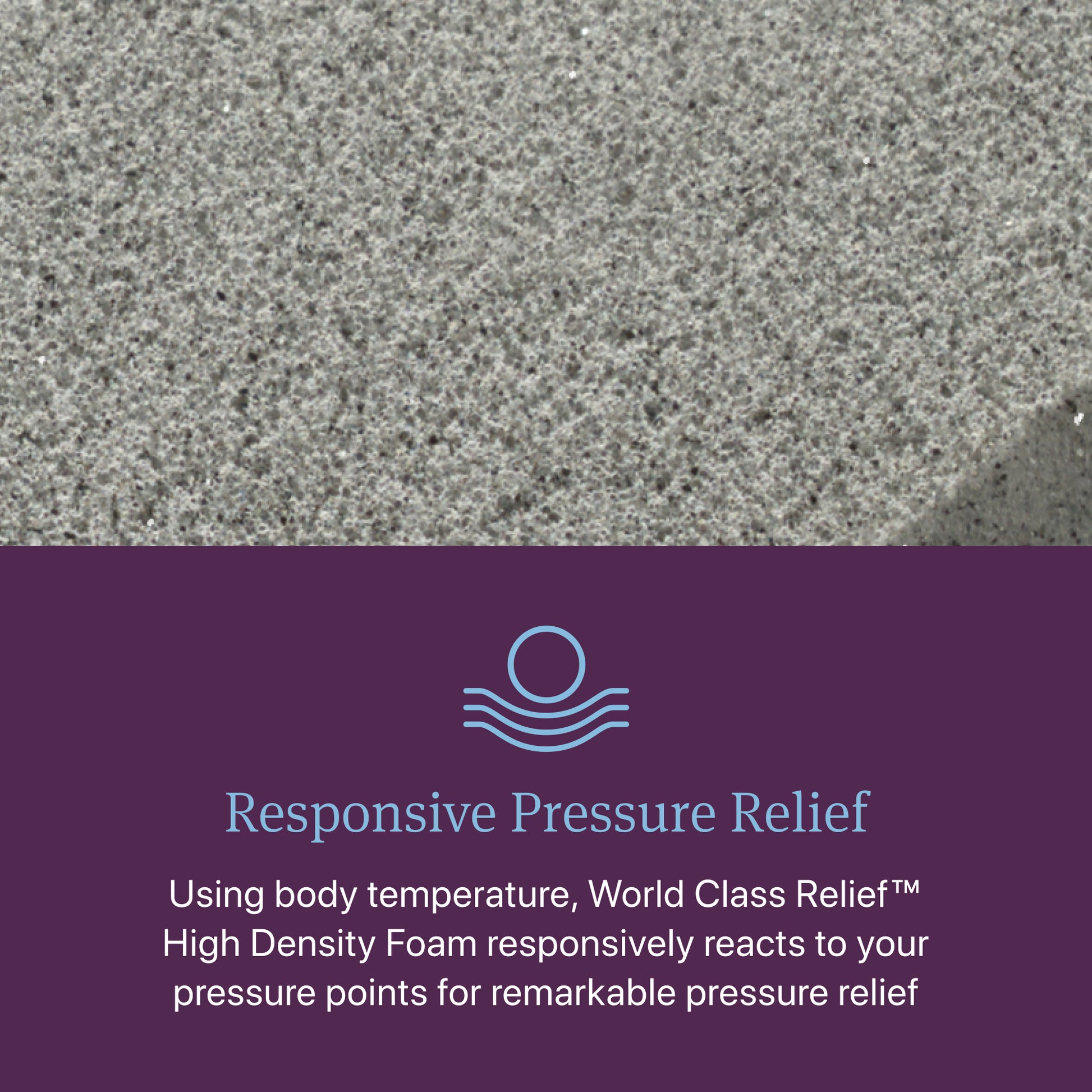 Text about Responsive Pressure Relief with a logo on a purple background