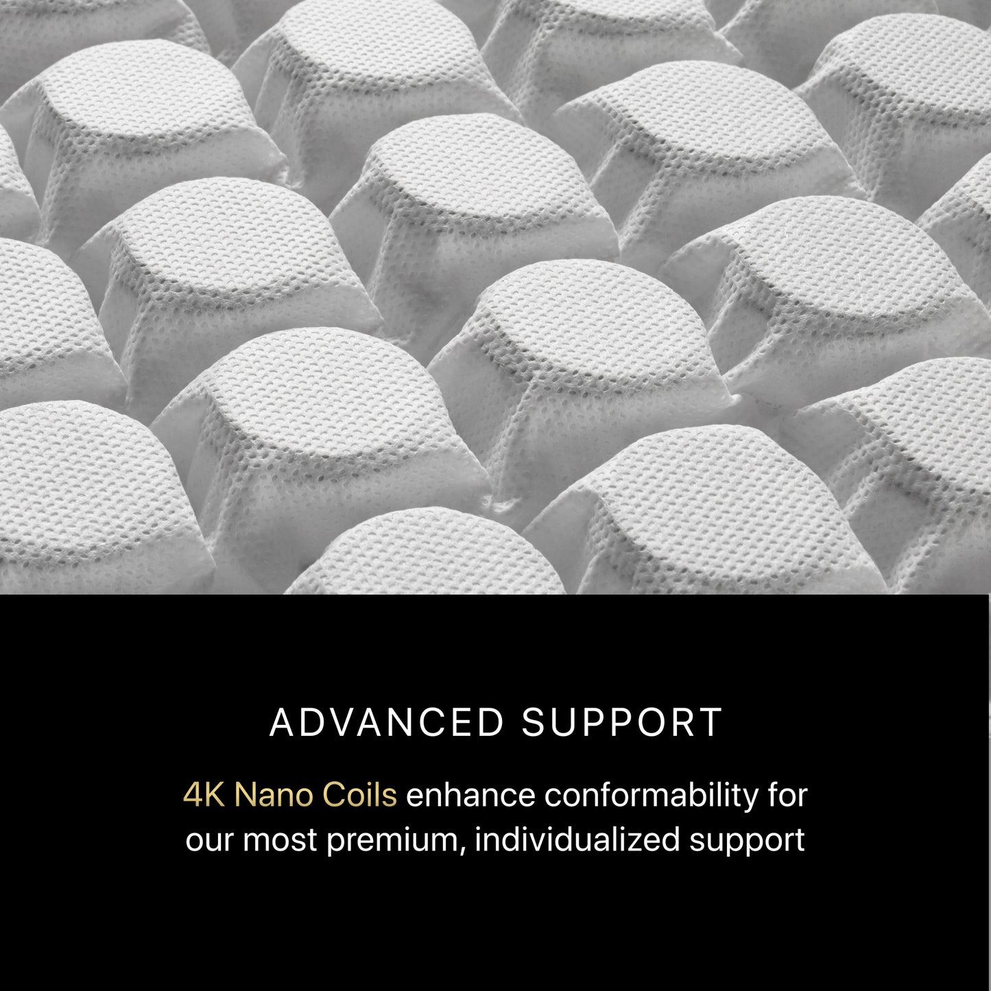 Close-up of 4K Nano Coils with text about advanced support