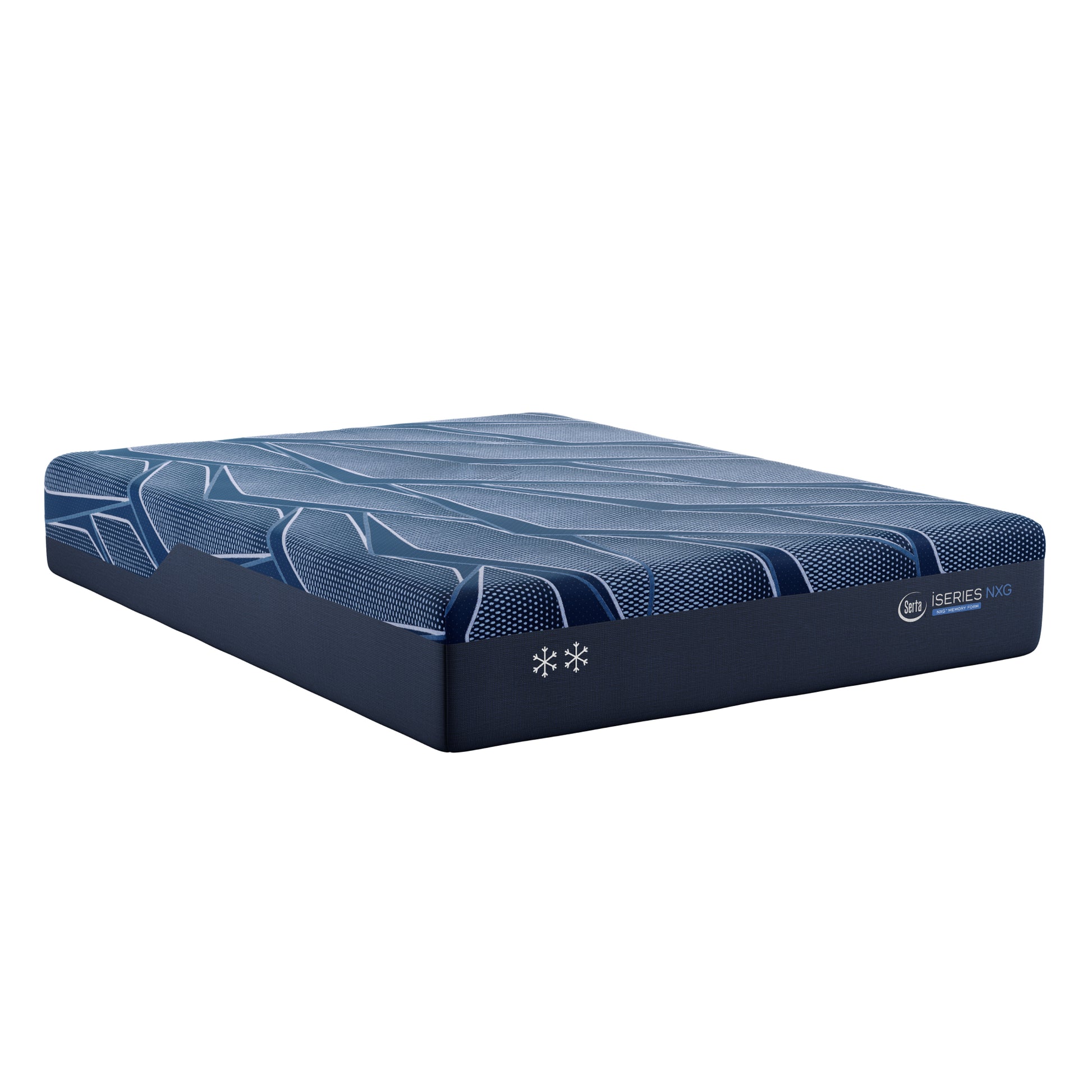 Blue mattress with brand logo on a white background