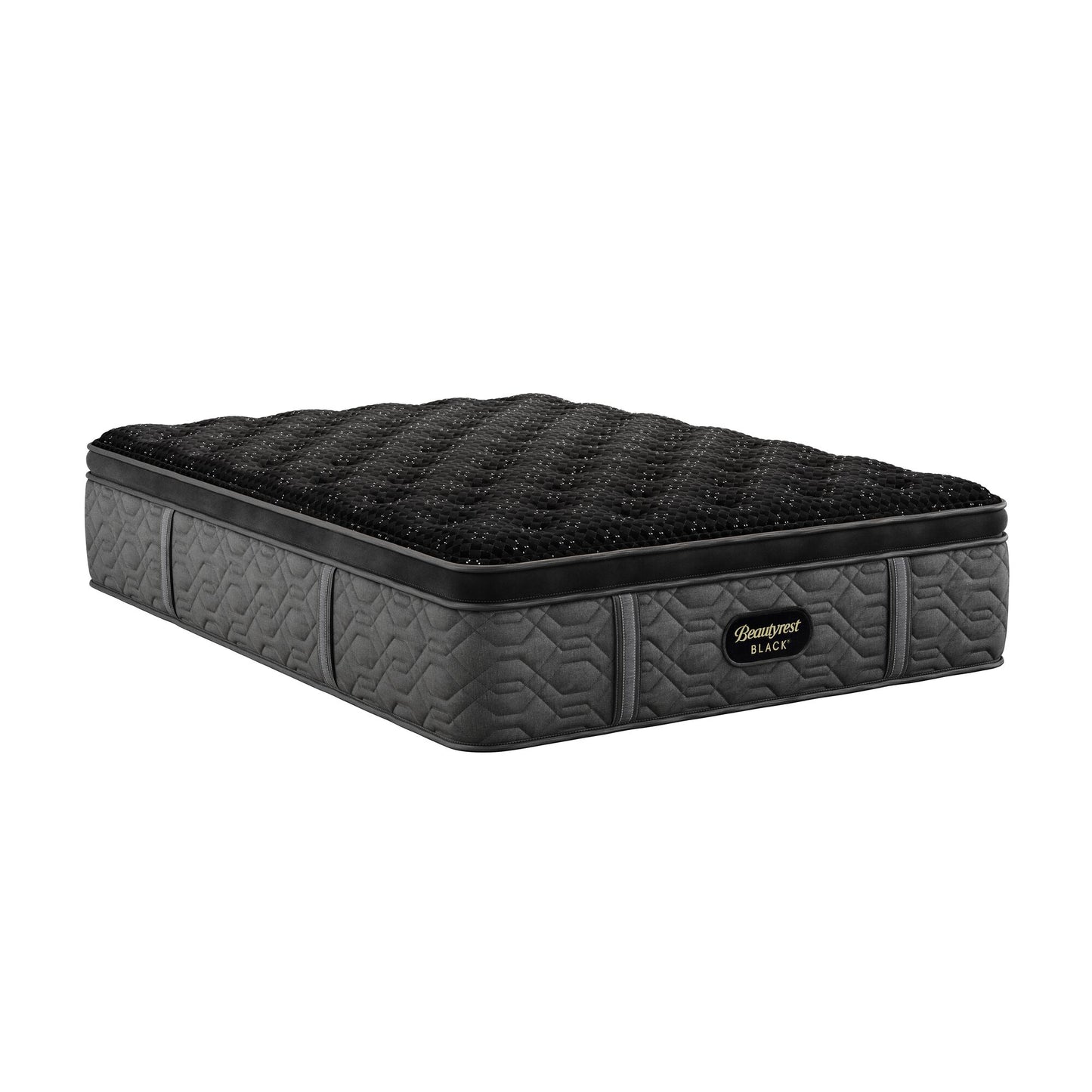 Gray mattress with brand logo on a white background